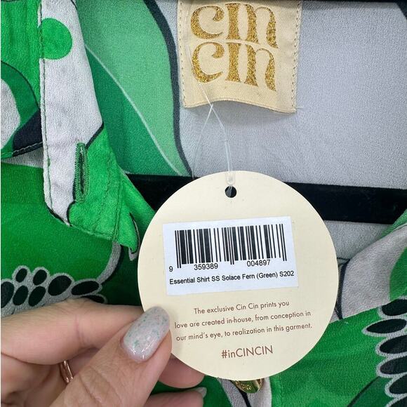 CIN CIN Solace Button Up Shirt In Green NWT - Picture 7 of 8